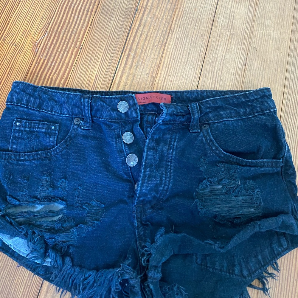 Black ripped denim shorts!